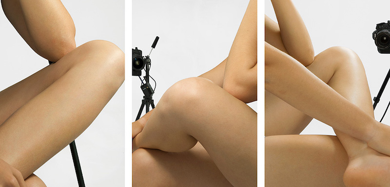 Fundación Helmut Newton_Body-Performance_foto de Probst Fragmentos de cuerpo desnudos, tríptico