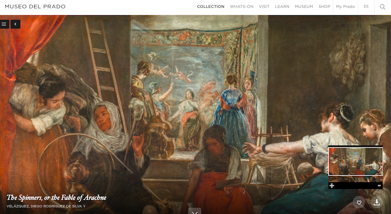 Museos Virtuales- El Prado, Vista Cuadro de las Hilanderas de Velazquez