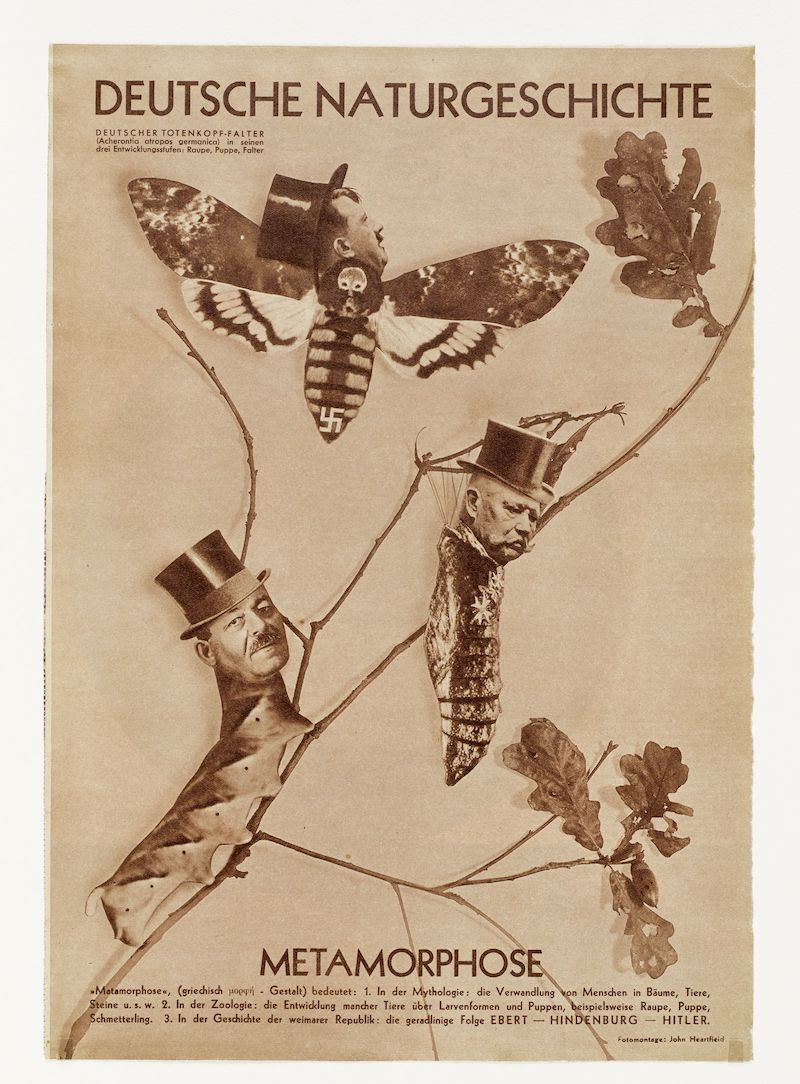 John Heartfield. Fotomontaje para poster con insectos convertidos en personajes del poder nacionalsolista, con la cruz nazi