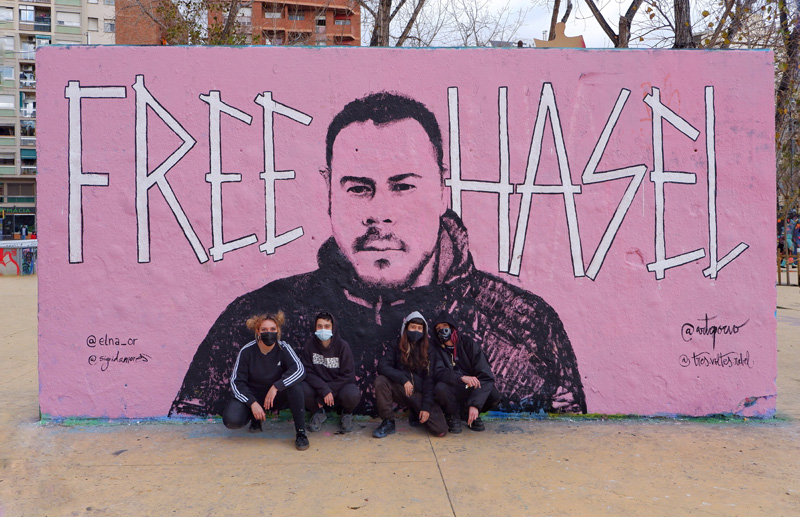 Pablo Hasel - graffiti contra la encarcelación de Pablo Hasel