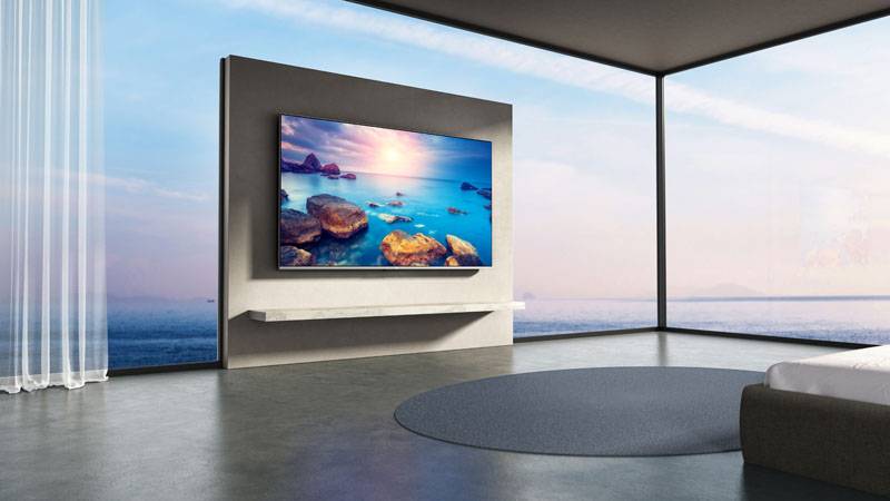 Xiaomi Mi Televisor Q1 75: pantalla de televisión mostrando un paisaje marítimo