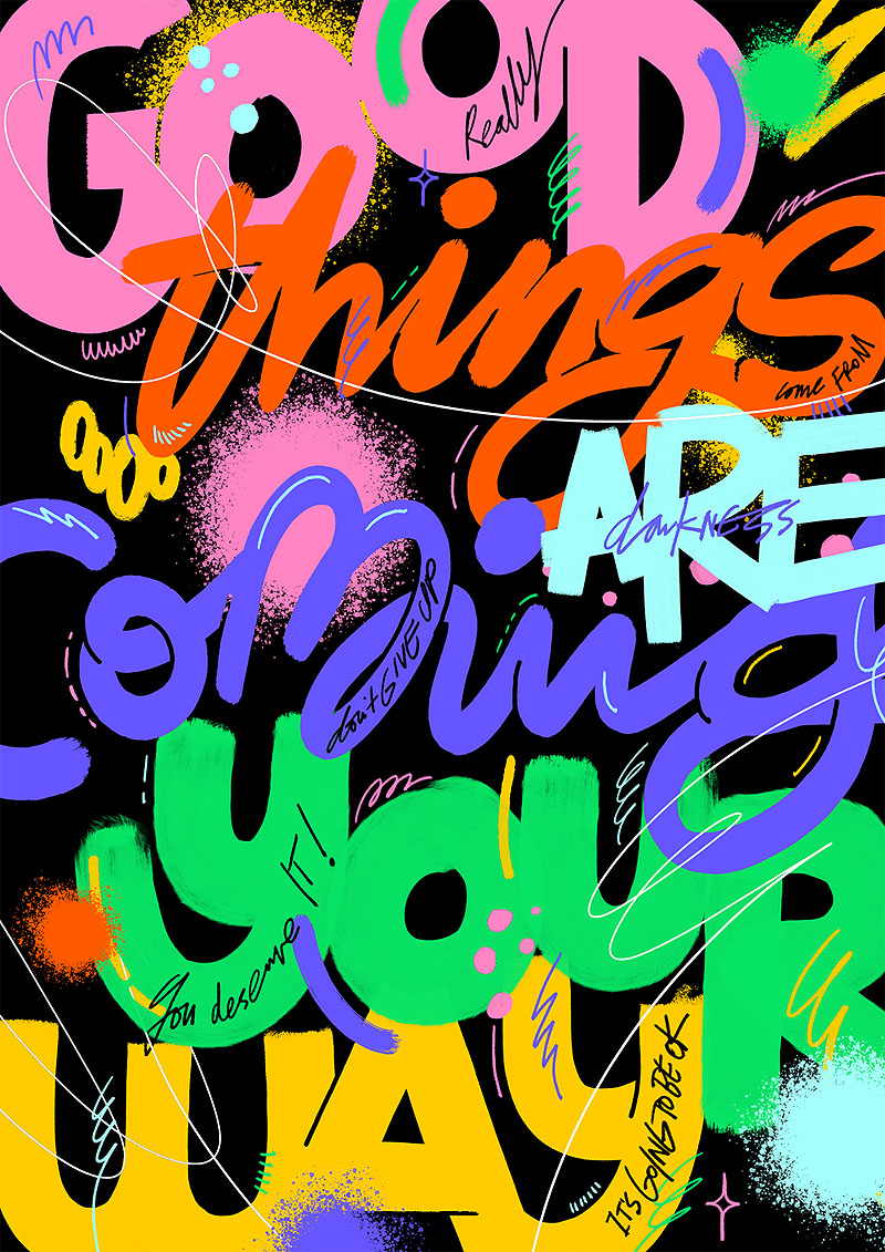 Kate Moross - poster de tipografias de colores