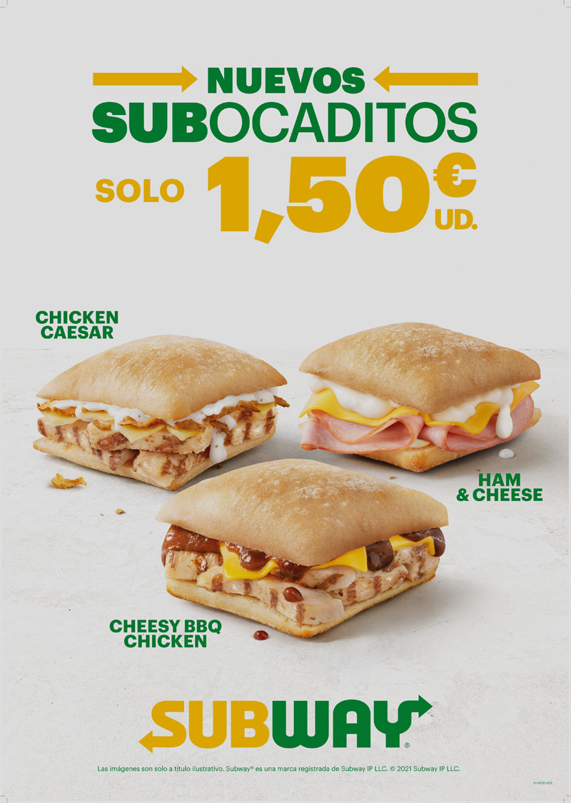 Subocaditos de Subway: el cartel con las tres variedades que tienen