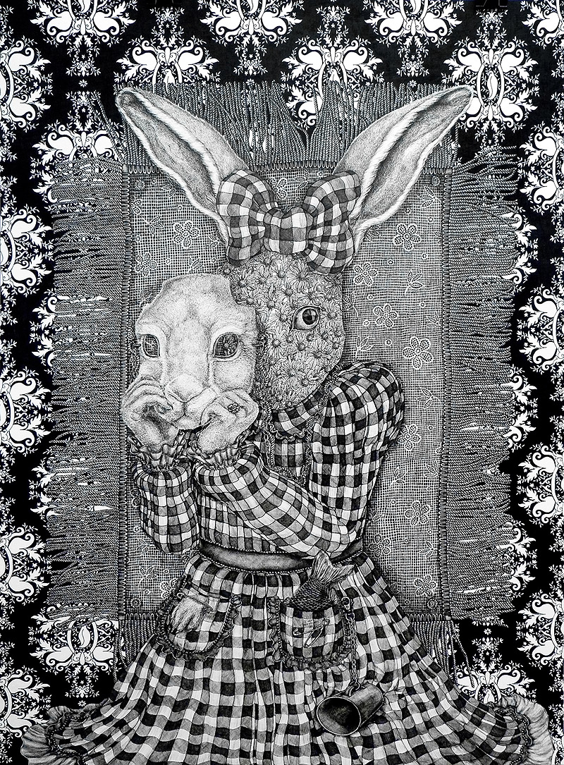 JustMad - dibujo de un conejo con máscara