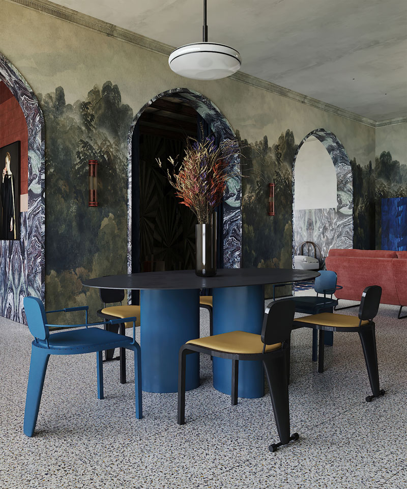 Interiorismo estilo Memphis en Milán por Puntofilipino