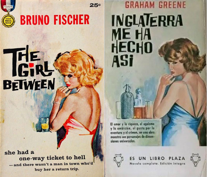 La censura en la época franquista de la portadas de novelas policiacas: una mujer junto a una bebidas