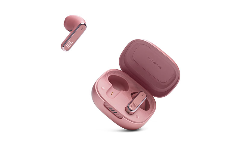 BL Live FLEX: auriculares de bastón y su base de carga en color rosa