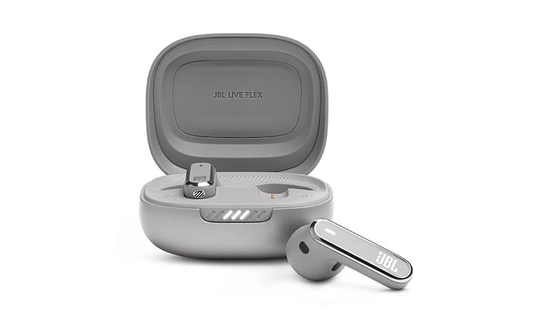BL Live FLEX: auriculares de bastón y su base de carga en color gris
