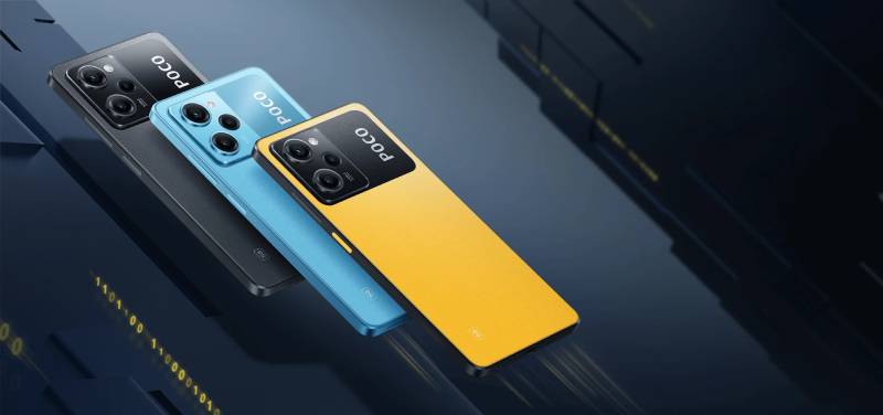 Xiaomi: imagen de los smartphone POCO X5 Pro en los colores negro, azul y amarillo.
