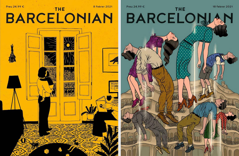 The Barcelonian _ ilustraciones de revista ficticia sobre Barcelona