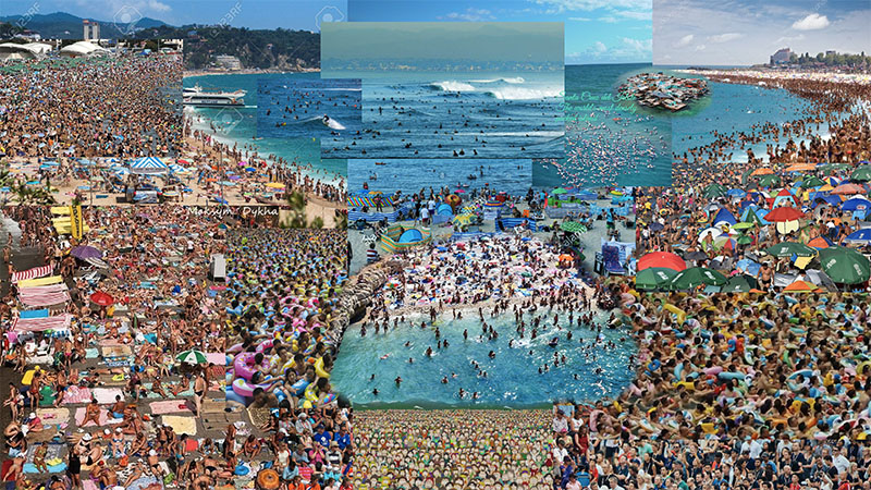 Master Algorithmic Networked Photography Elisava: un fotomontaje con playas abarrotadas de gente
