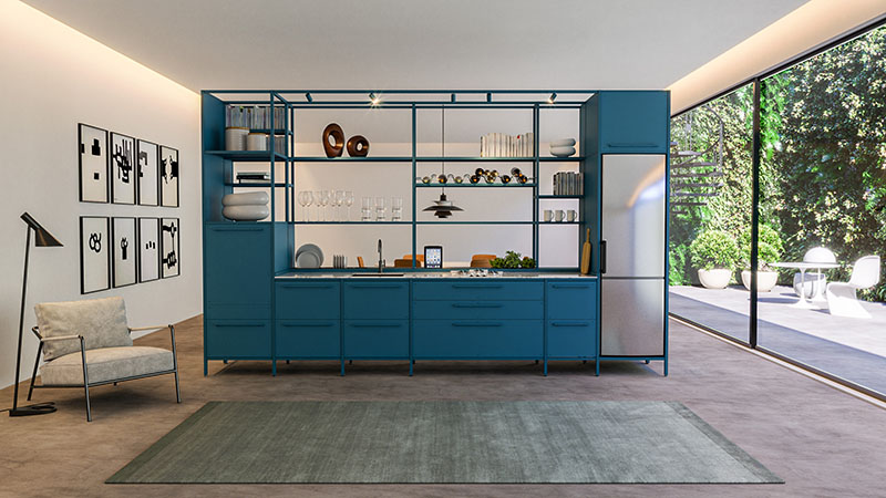 Kitchen for Life de la arquitecta Paula Rosales: vista de su cocina modular en color azul