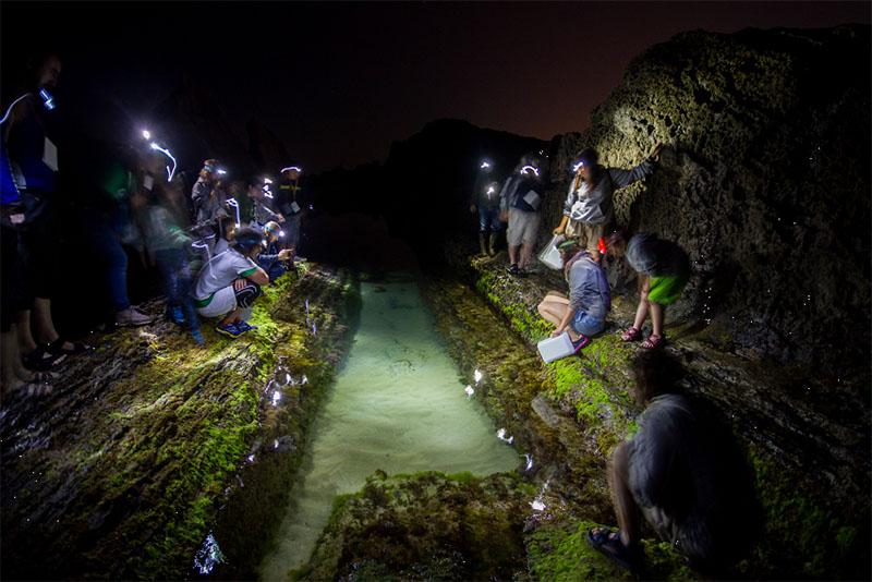 Planes nocturnos Paradores: un grupo de personas en una cueva observando el agua