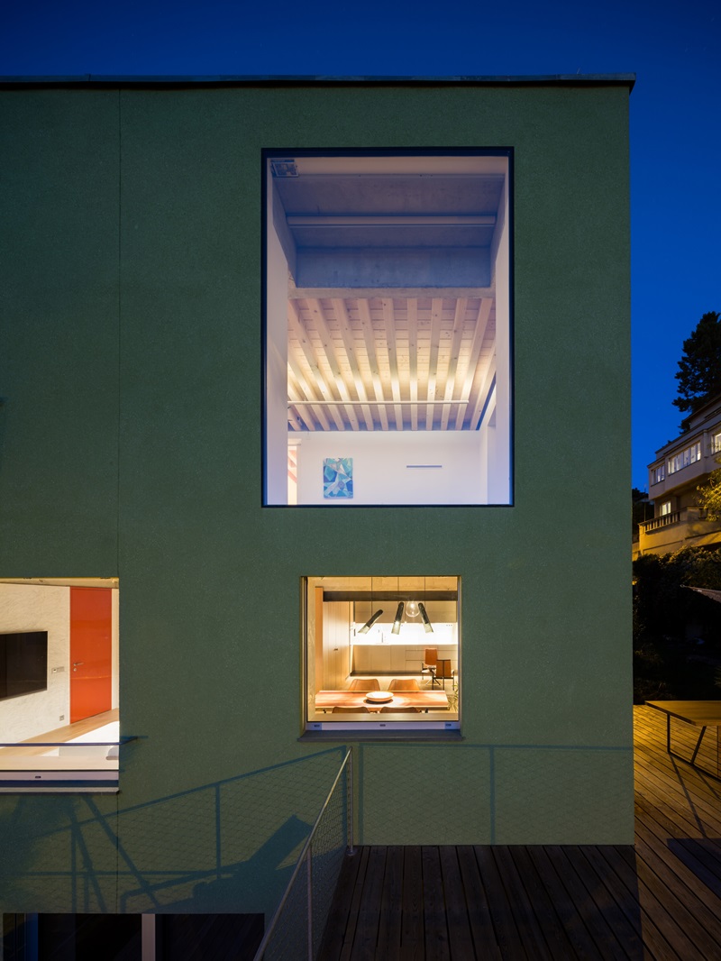 Aoc Architekti-The Green House: detalle huecos fachada principal
