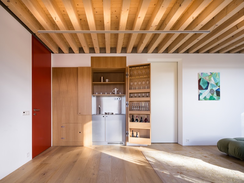 Aoc Architekti-The Green House: cocina pequeña en armario 