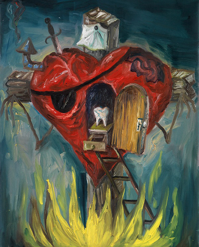 La Veta del sur - pintura de un corazón en llamas