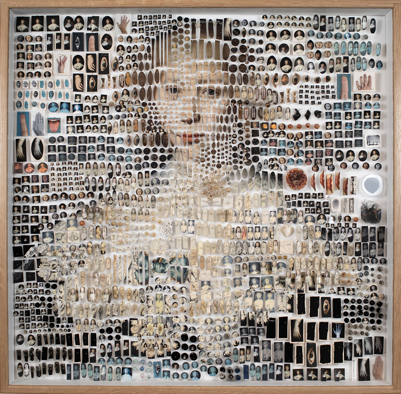 Los Raros-Las Raras - collage de retrato de mujer creado a base de pequeños fragmentos