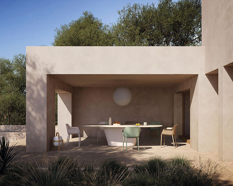 Andreu World novedades Milan Design Week 2024: mobiliario en el jardín de una casa mediterránea