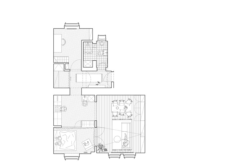 Plus-One-Architects- Vršovice-Apartment: planta del apartamento