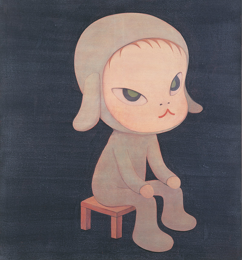 Yoshitomo Nara. Niño con mono gris