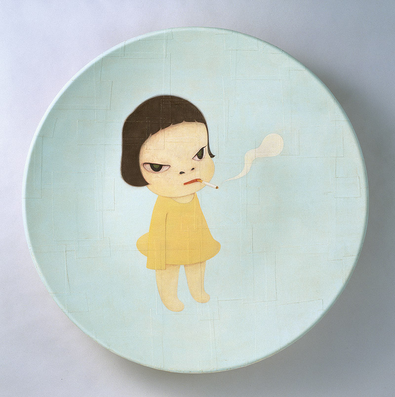 Yoshitomo Nara. Imagen de plato con ilustración de niña