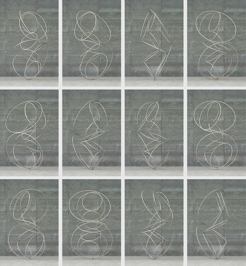 CYCLES - escultula de aros de acero en movimiento