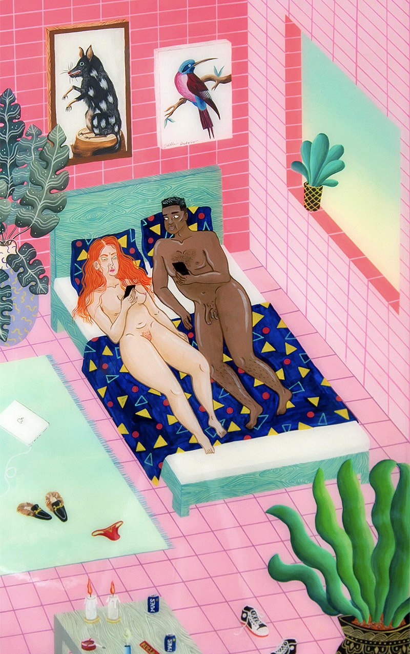 Sex Now - Imagen de la exposición - dibujo de pareja en una cama