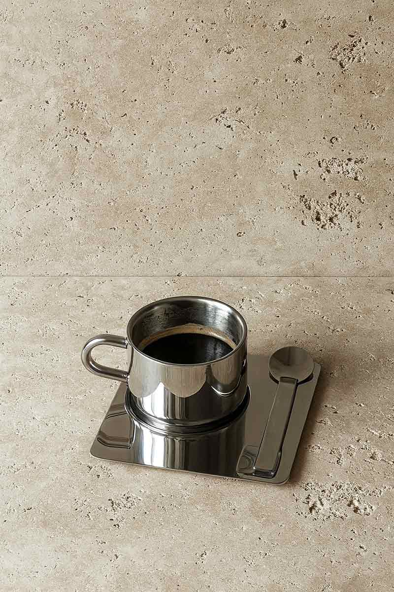 Selección de mobiliario acero inoxidable: taza de café y platillo de Temu