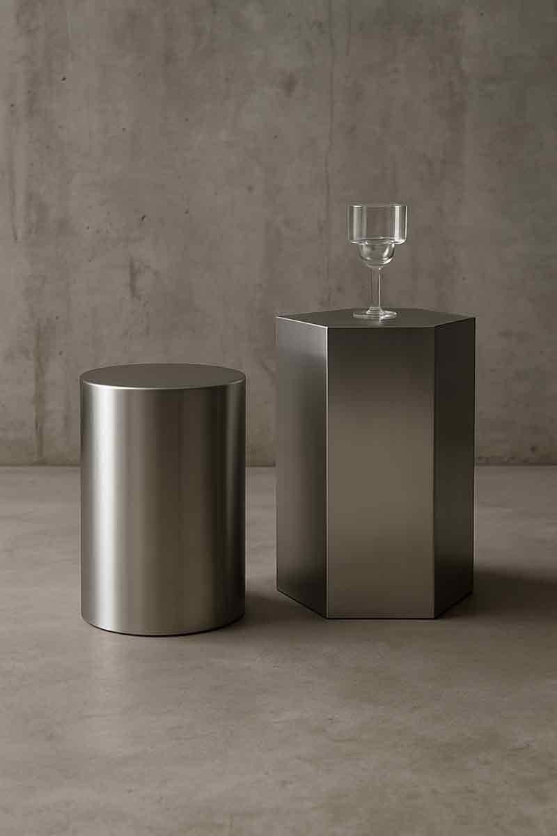 Selección de mobiliario acero inoxidable: formas geométricas polivalentes