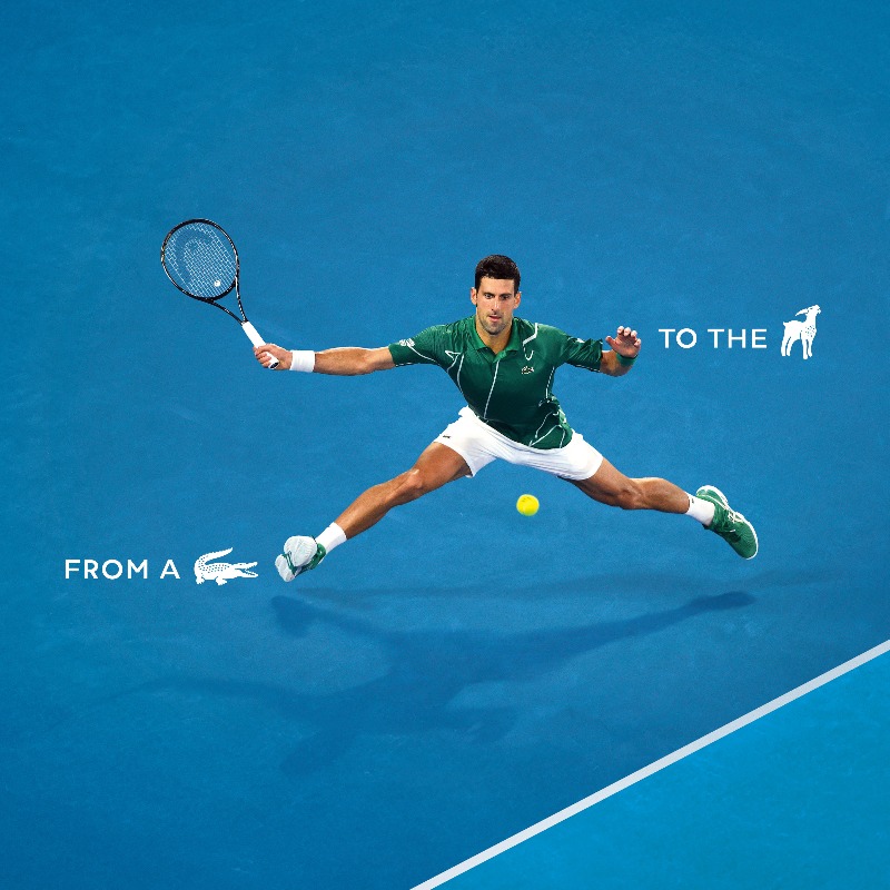 lacoste cambia el cocodrilo por una cabra por novak djokovic