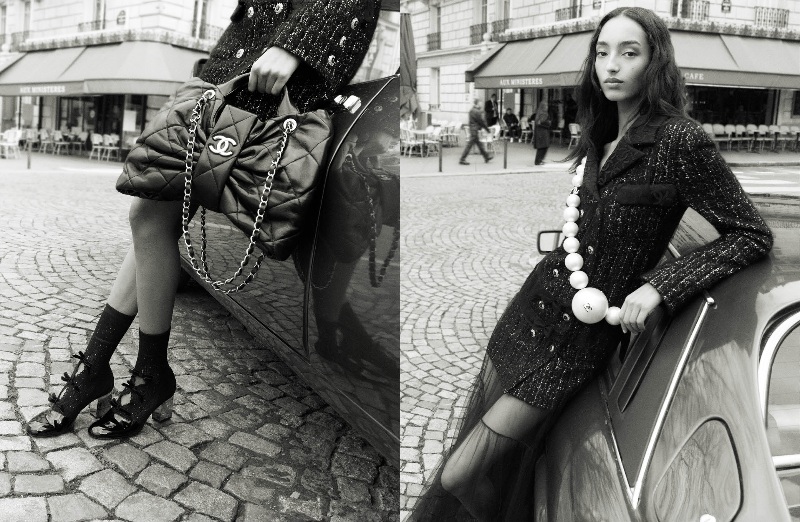 Chanel captura un París en blanco y negro con tweed dorado