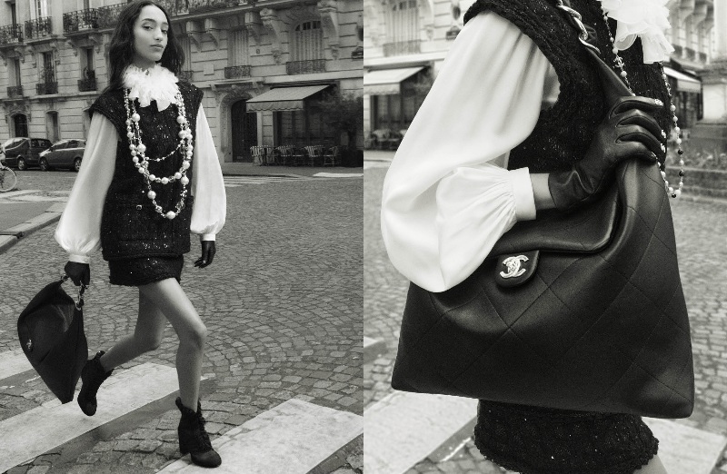 Chanel captura un París en blanco y negro con tweed dorado
