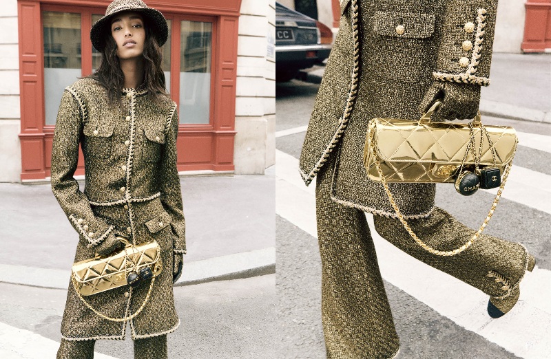 Chanel captura un París en blanco y negro con tweed dorado