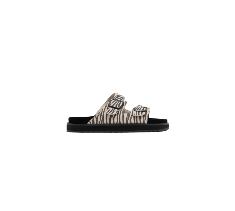 sandalias planas hebillas estampado zebra D.Franklin