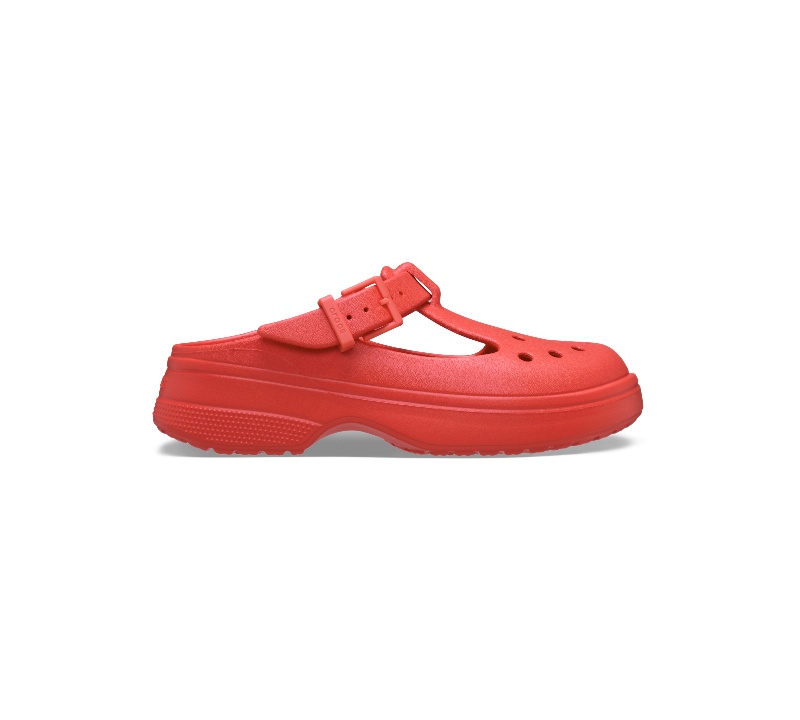 zapatos estilo mary jane color rojo crocs