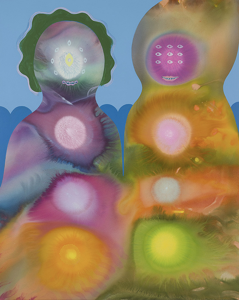 Aaron Johnson, pintura al oleo psicodéilca con mucho colorido