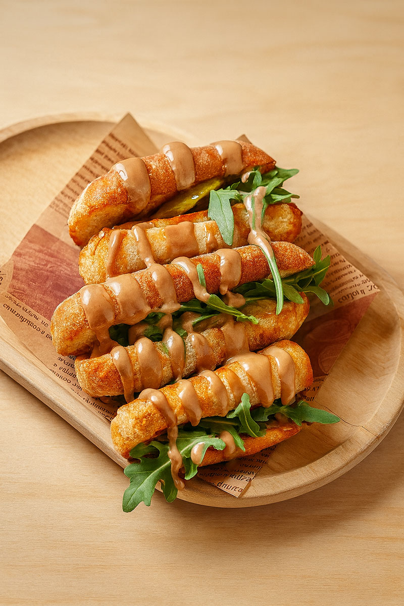 El Patio de LaTomata. varios bocadillos de cerdo con pan cristal