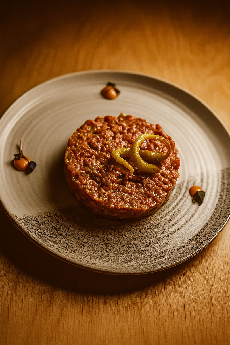 El Patio de LaTomata. el steak tartar, perfectamente aliñado