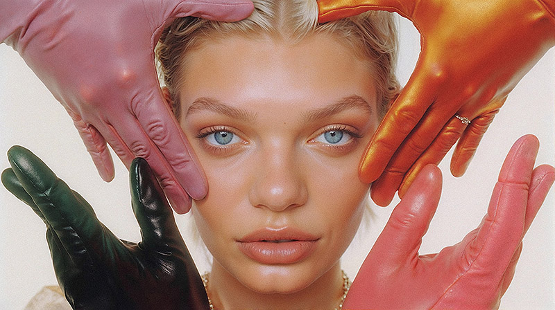 Imagen de la cara de una mujer con manos alrededor