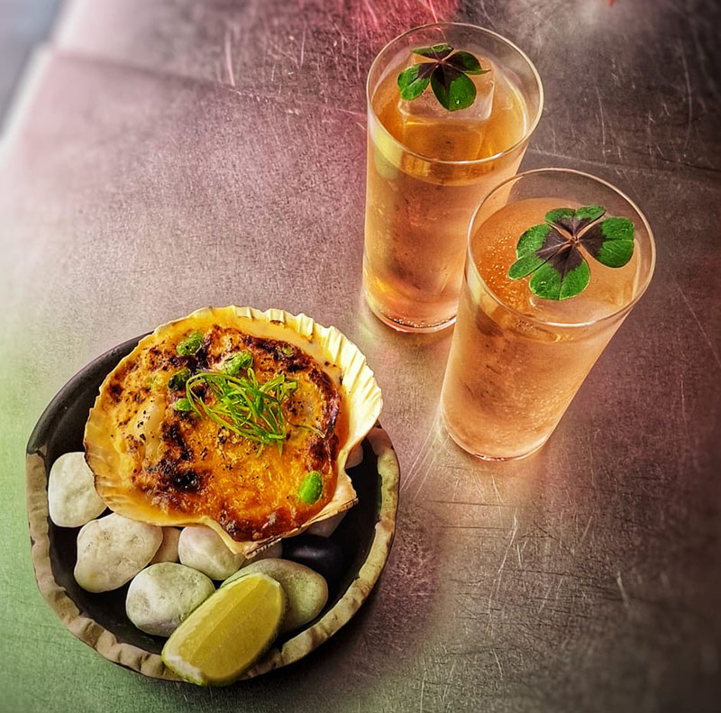 Vieira gratinada y dos cócteles de la nueva temporada de Guru Lab