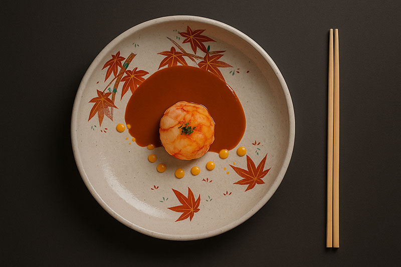 Restaurante Kabuki Madrid: un plato de tartar de gamba con los palillos