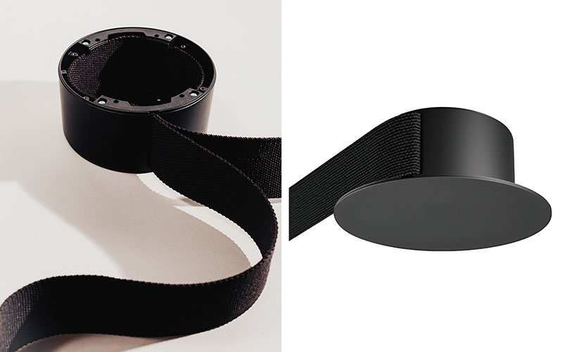 Soporte angular del sistema MAP de Geckeler Michels para Lodes sujetando cinta textil en intersección estructural