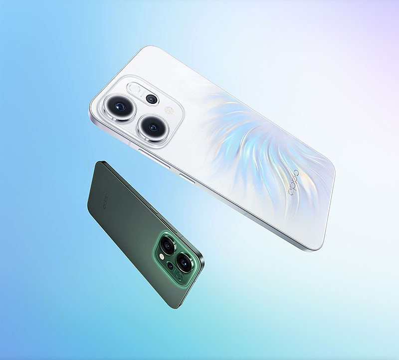 Oppo Reno14 series: dos de los acabados de la serie con colores irisados