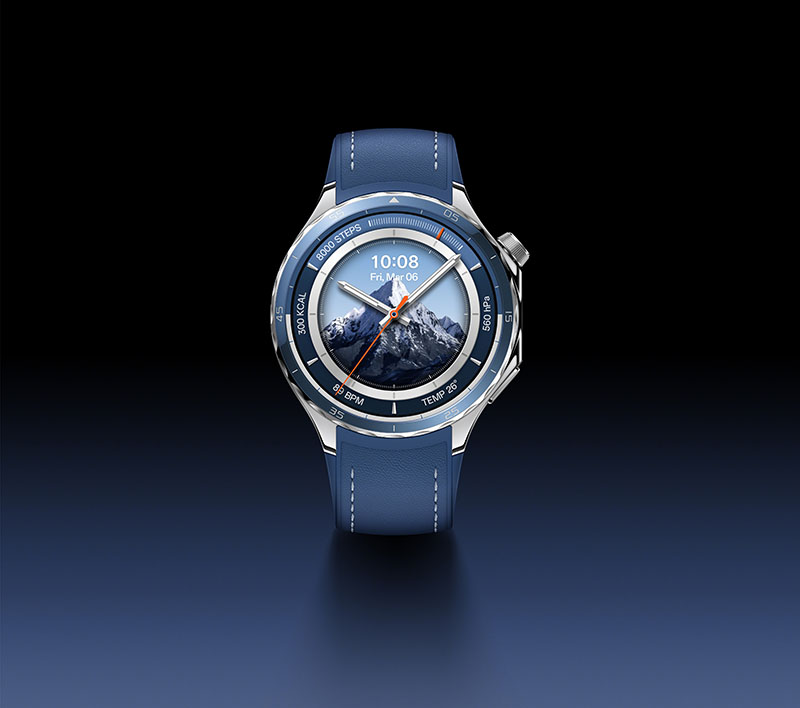 Oppo Watch X2 un modelo en color azul sobre fondo degradado