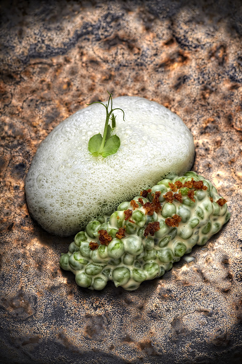 Restaurante Arrope Valladolid: Guisante de Laguna de Duero, carbonara e ibéricos