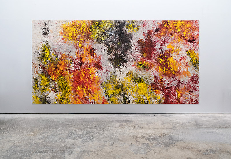 cuadro al óleo de Carlos León - pintura abstracta con colores vivos