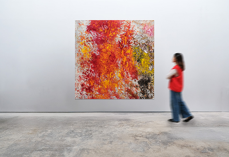 cuadro al óleo de Carlos León - pintura abstracta con colores vivos