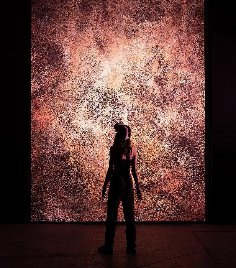 Imagen de silueta ante proyecciones que parecen el interior del cuerpo