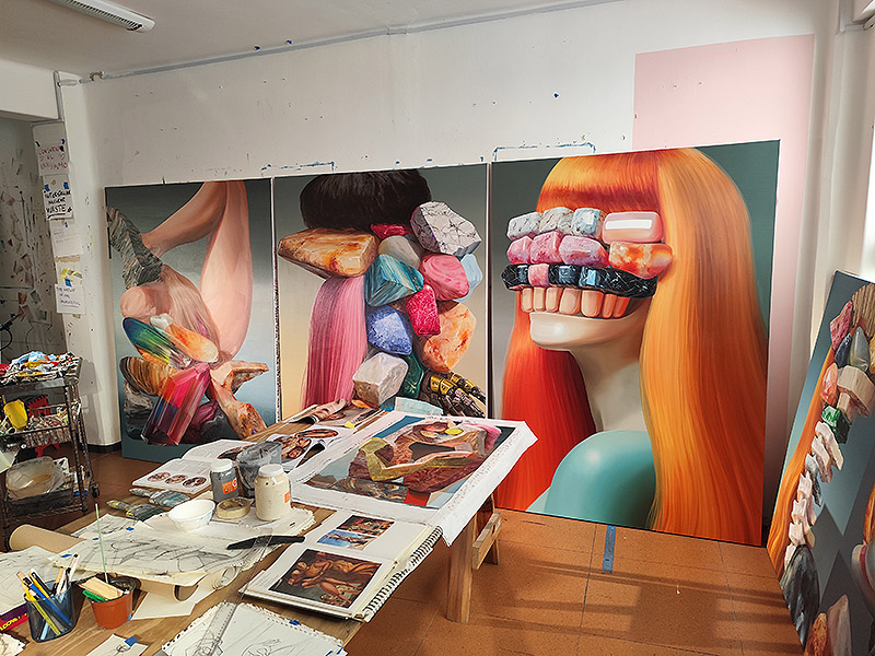 Horacio Quiroz, foto del estudio del artista