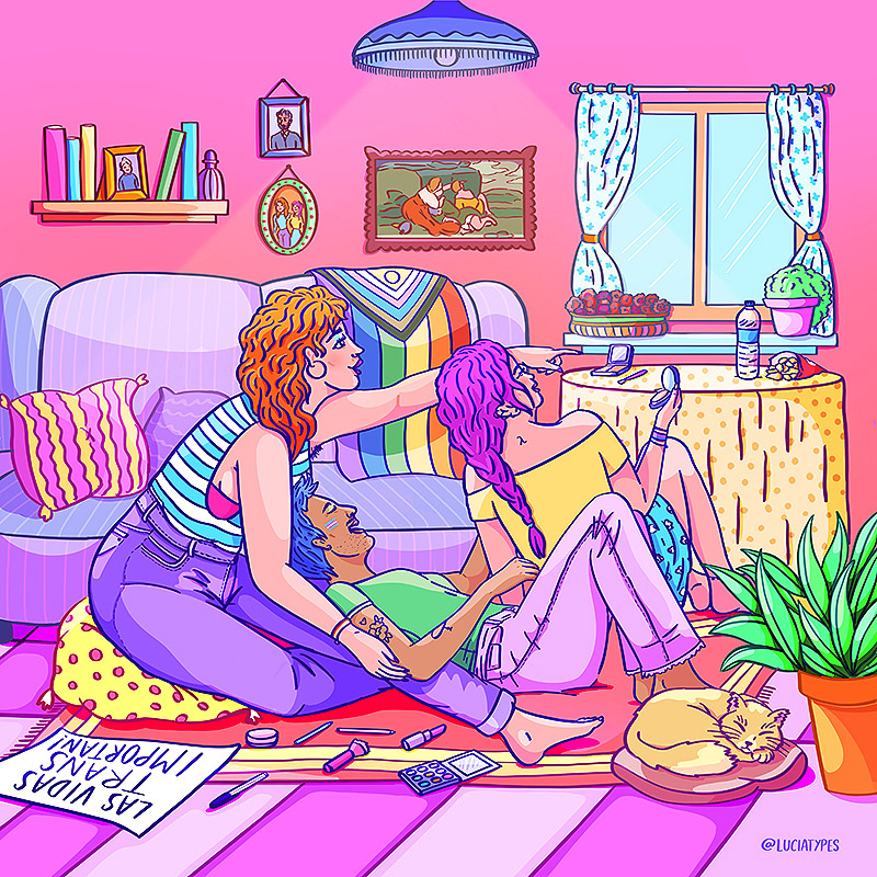 Offf Sevilla - dibujo de chicos en un salón